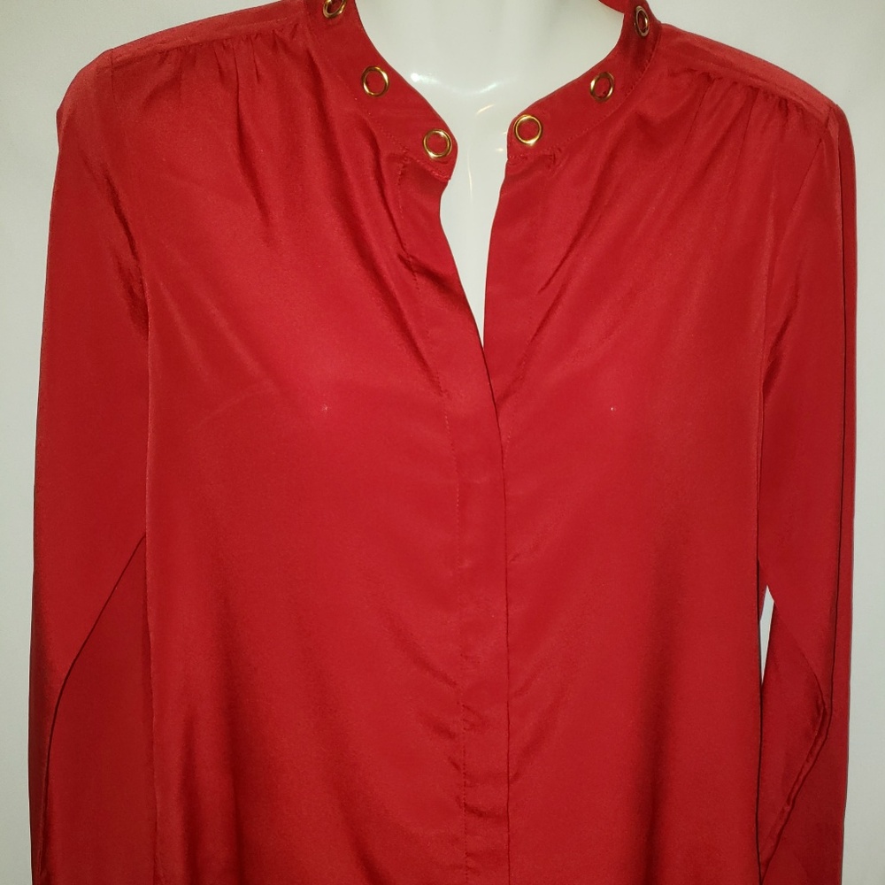 Michael Kors Blouse Top Size Small 4 6 Red Button